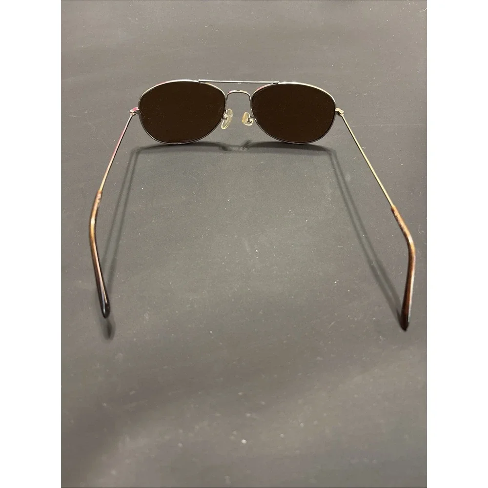 Rectangular Aviator Sunglasses Silver Metal Frame Brown Tinted Lens